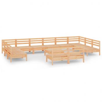 13-tlg. Garten-Lounge-Set Massivholz Kiefer