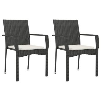 ARDEBO.de - 9-tlg. Garten-Essgruppe mit Kissen Schwarz Poly Rattan