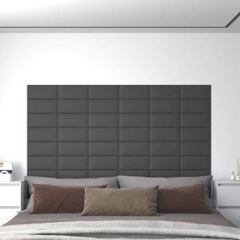 ARDEBO.de - Wandpaneele 12 Stk. Grau 30x15 cm Kunstleder 0,54 m²