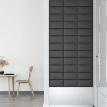 Wandpaneele 12 Stk. Grau 30x15 cm Kunstleder 0,54 m²