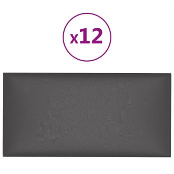 Wandpaneele 12 Stk. Grau 60x30 cm Kunstleder 2,16 m²