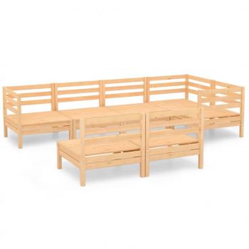 7-tlg. Garten-Lounge-Set Massivholz Kiefer