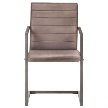 Freischwinger 2 Stk. Braun Echtleder