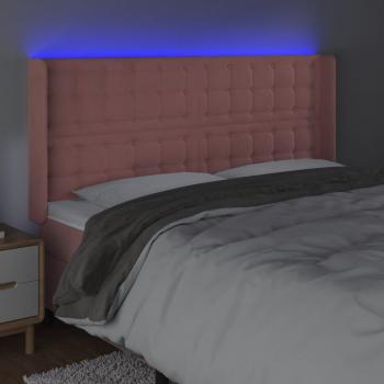LED Kopfteil Rosa 163x16x118/128 cm Samt