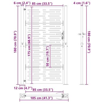 Gartentor 105x180 cm Cortenstahl Quadratisches Design