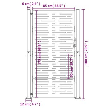 Gartentor 105x180 cm Cortenstahl Quadratisches Design