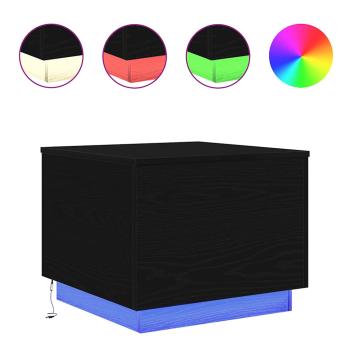 Couchtisch mit LED-Leuchten Schwarz Eichen-Optik 50x50x40 cm
