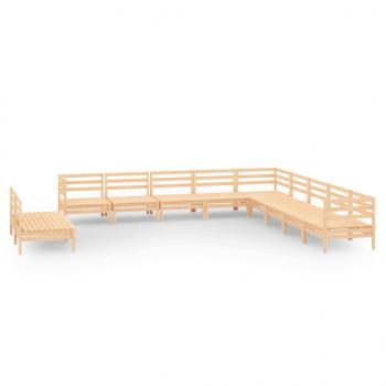 11-tlg. Garten-Lounge-Set Massivholz Kiefer