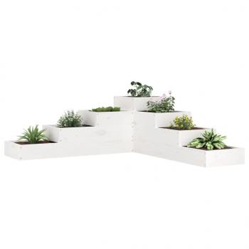 ARDEBO.de - Pflanzentreppe 4 Stufen 106x104,5x36 cm Weiß Massivholz Kiefer