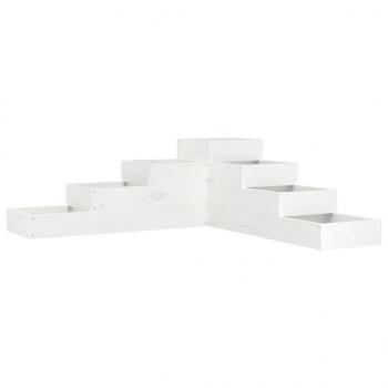 Pflanzentreppe 4 Stufen 106x104,5x36 cm Weiß Massivholz Kiefer