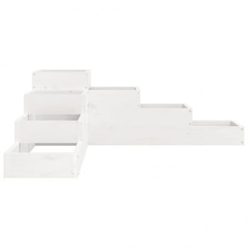 Pflanzentreppe 4 Stufen 106x104,5x36 cm Weiß Massivholz Kiefer