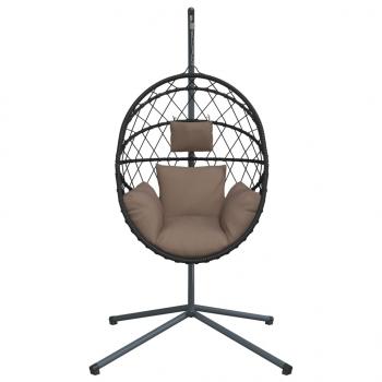 Hängesessel Ei-Design mit Ständer Taupe Rattan und Stahl