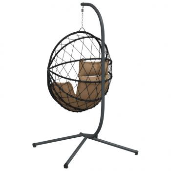 Hängesessel Ei-Design mit Ständer Taupe Rattan und Stahl