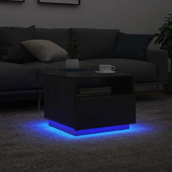 ARDEBO.de - Couchtisch mit LED-Leuchten Schwarz Eichen-Optik 50x49x40 cm
