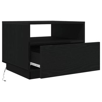 Couchtisch mit LED-Leuchten Schwarz Eichen-Optik 50x49x40 cm