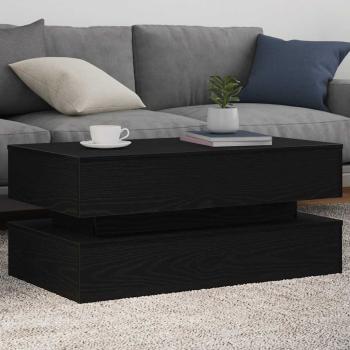 ARDEBO.de - Couchtisch mit LED-Leuchten Schwarz Eichen-Optik 90x50x40 cm
