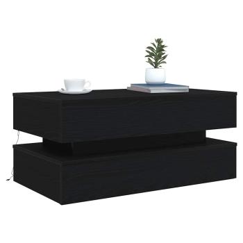 Couchtisch mit LED-Leuchten Schwarz Eichen-Optik 90x50x40 cm