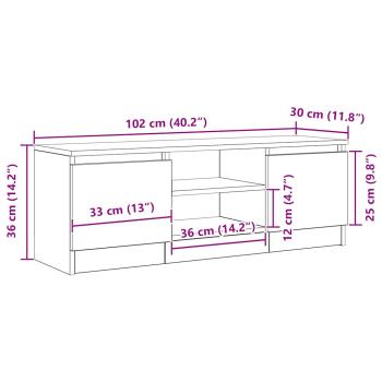 TV-Schrank Schwarz Eichen-Optik 102x30x36 cm Holzwerkstoff