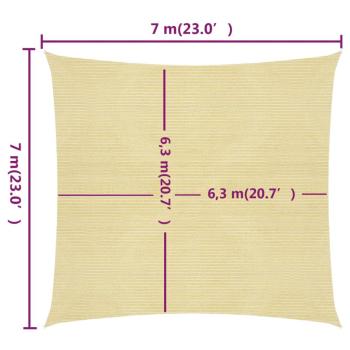 Sonnensegel 160 g/m² Beige 7x7 m HDPE