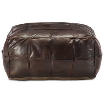 Pouf Dunkelbraun 60 x 60 x 30 cm Echtes Ziegenleder