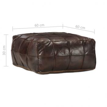 Pouf Dunkelbraun 60 x 60 x 30 cm Echtes Ziegenleder