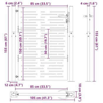 Gartentor 105x155 cm Cortenstahl Quadratisches Design