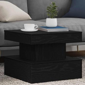 ARDEBO.de - Couchtisch mit LED-Leuchten Schwarz Eichen-Optik 50x50x40 cm