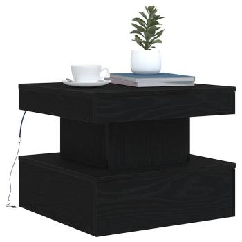 Couchtisch mit LED-Leuchten Schwarz Eichen-Optik 50x50x40 cm