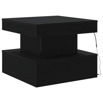 Couchtisch mit LED-Leuchten Schwarz Eichen-Optik 50x50x40 cm