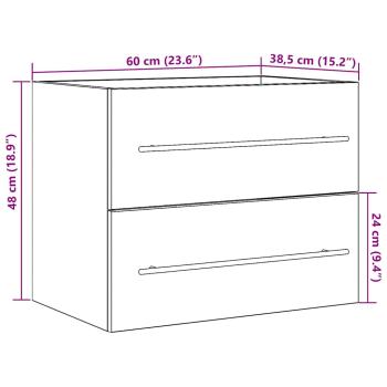 Waschbeckenunterschrank Braun Eichen-Optik 60x38,5x48 cm