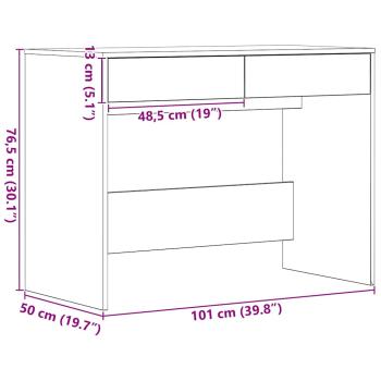 Schreibtisch Schwarz Eichen-Optik 101x50x76,5 cm Holzwerkstoff