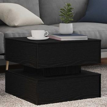 ARDEBO.de - Couchtisch mit LED-Leuchten Schwarz Eichen-Optik 50x50x40 cm