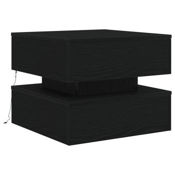 Couchtisch mit LED-Leuchten Schwarz Eichen-Optik 50x50x40 cm