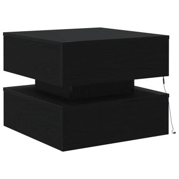 Couchtisch mit LED-Leuchten Schwarz Eichen-Optik 50x50x40 cm
