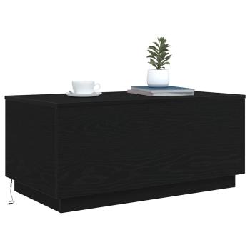 Couchtisch mit LED-Leuchten Schwarz Eichen-Optik 90x50x40 cm