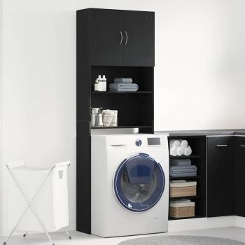 ARDEBO.de - Waschmaschinenschrank Schwarz Eichen-Optik 64x24x190 cm
