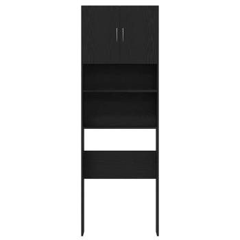 Waschmaschinenschrank Schwarz Eichen-Optik 64x24x190 cm