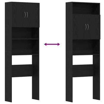 Waschmaschinenschrank Schwarz Eichen-Optik 64x24x190 cm