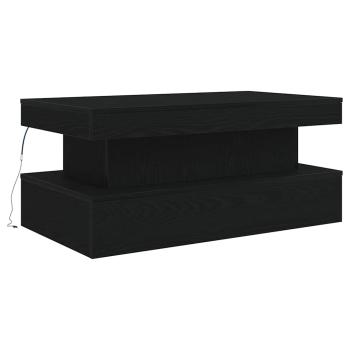 Couchtisch mit LED-Leuchten Schwarz Eichen-Optik 90x50x40 cm