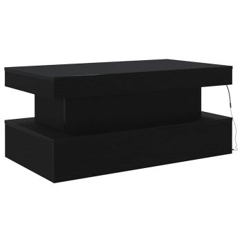 Couchtisch mit LED-Leuchten Schwarz Eichen-Optik 90x50x40 cm