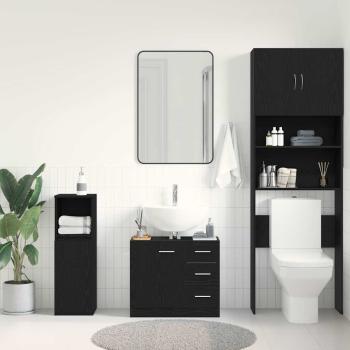 Waschbeckenunterschrank Schwarz Eichen-Optik 63x30x54 cm