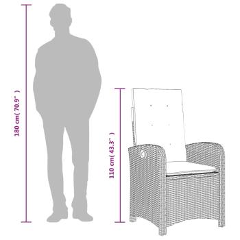 ARDEBO.de - 7-tlg. Garten-Essgruppe mit Kissen Schwarz Poly Rattan