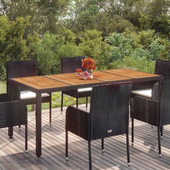 ARDEBO.de - Gartentisch mit Holzplatte Schwarz 190x90x75 cm Poly Rattan
