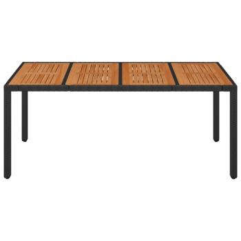 Gartentisch mit Holzplatte Schwarz 190x90x75 cm Poly Rattan