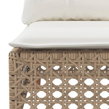 Gartensofa mit Kissen 3-Sitzer Beige Poly Rattan