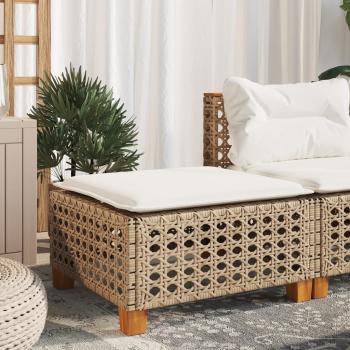 ARDEBO.de - Gartenhocker mit Kissen Beige 63,5x56x32 cm Poly Rattan