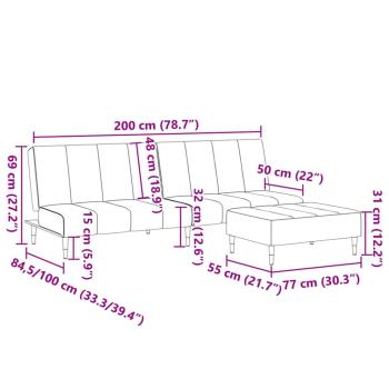 Schlafsofa 2-Sitzer mit Fußhocker Gelb Samt