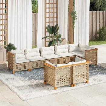ARDEBO.de - 8-tlg. Garten-Sofagarnitur mit Kissen Beige Poly Rattan