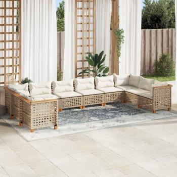 ARDEBO.de - 10-tlg. Garten-Sofagarnitur mit Kissen Beige Poly Rattan