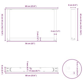 Couchtischbeine U-Form 2 Stk. Weiß 60x(42-43) cm Stahl